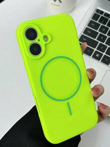 1 件哑光液态硅胶简约磁吸保护壳适用于 16 15 14 13 12 Pro Max Plus 无线充电软硅胶后盖防水防震防摔防刮 - 螢光綠 - 查看 1