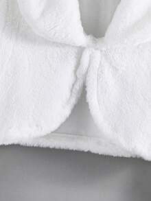 1pc Girls' Outdoor Casual Elegant Sweet Elegant Cute Princess Style Fluffy Lapel Long Sleeve Thick Solid Color Shawl Cardigan Jacket, Suitable For Pairing With Dresses, Formal Wear, Princess Skirts, Suitable For Daily Commute, Social Gatherings, Vacation, School, Banquet Events, Spring/Autumn/Winter