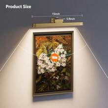 Gold, Art Display Light For Picture Frame Artworking Portrait, Timer Painting Light, Dimmable, 2-Pack 16in Magnetic Rechargeable Picture Light With Remote, Picture Lights For Wall Battery Operated - 11 - View 5