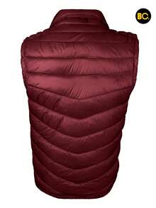 Big City Chaleco acolchado para hombre con cierre frontal y bolsillos laterales, abrigo ligero tipo puffer casual moderno para clima frío, - Burdeos - Ver 8