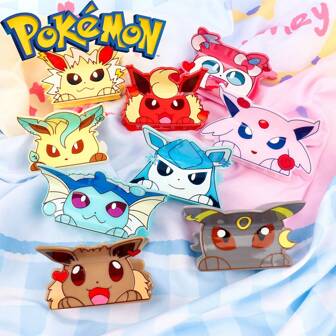pocket monsters Pokémon Eevee & Eeveelutions Acrylic Hair Claws - Cute Cartoon Character Design, Kawaii Hair Accessories For Women, Durable Styling Clips, Ideal Gift For Pokémon Fans Fashion Hair Clips Fashion Hair Claw Clips Autumn Accessories Fall Winter For Vacation Outfits Woman
