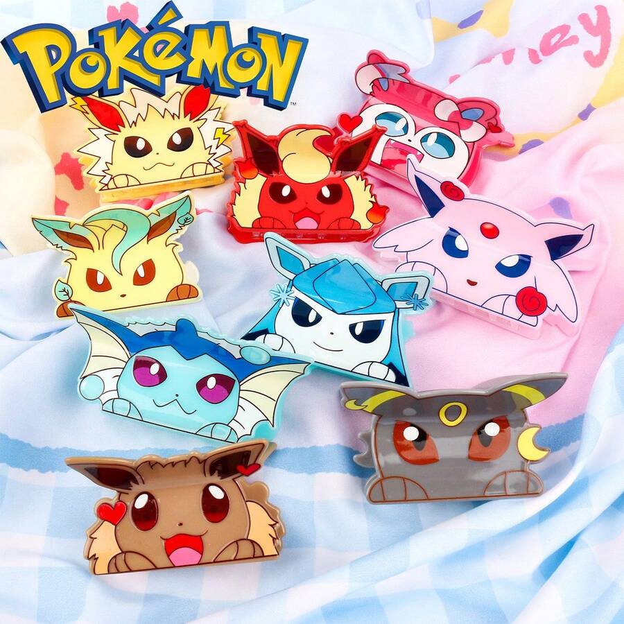 pocket monsters Pokémon Eevee & Eeveelutions Acrylic Hair Claws - Cute Cartoon Character Design, Kawaii Hair Accessories For Women, Durable Styling Clips, Ideal Gift For Pokémon Fans Fashion Hair Clips - CSO0902 - 查看 1