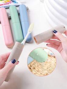 3/2/1pc Toothbrush Holder, Mixed Color, Toothbrush & Toothpaste Storage Container, Dental Care, Travel Friendly, Compact Design, Easily Fits In Luggage, Suitable For Bathroom, Bedroom, Home Travel Essentials Vacation Holiday - Multicolor - View 3