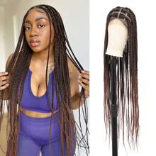 36-Inch Extra Large Lace Braided Wig With Baby Hair, Synthetic Fiber Lace Front Braided Wig For Women - Multicolor - View 3