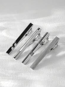 1/4 PCS Tie Tack Pins Tie Clips For Men Father's Day/Valentine's Day Gift Silver Necktie Bar Pinch Clip Set 2.3 Inch Metal Clasps Business Professional Fashion Designs