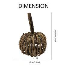 Handwoven Rattan Pumpkin Ornaments Creative Halloween Pumpkin Table Centerpieces For Home Office Party Decor - Grey - View 8