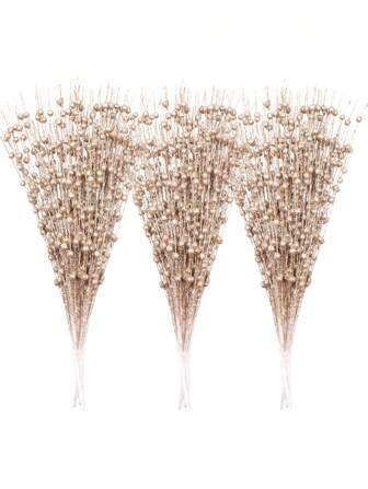 10 piezas - Tallos de berry con brillo artificial, palitos decorativos para cuentas, renos de glittería, púas, ramas para árbol de Navidad, pequeño jarrón, vacaciones, boda, fiesta, tallos bery con destello artificial 15 en palillos decorativo de navidad, bastones de cuentas con glttery para decoración de árbol navideño, manualidades de corona DIY para el hogar (Champ)