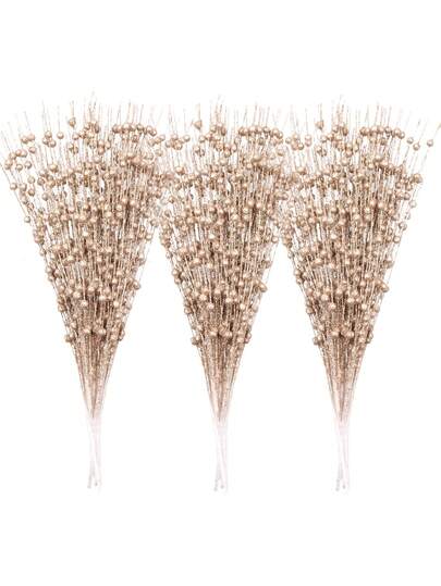 10 件人造闪光浆果茎饰品、装饰珠棒、闪光树枝、镐、圣诞树树枝、小花瓶、节日、婚礼、派对、人造闪光浆果茎饰品 15.7 英寸装饰性圣诞镐闪光珠棒树枝用于圣诞树装饰 DIY 花环工艺品家居装饰（香槟色）