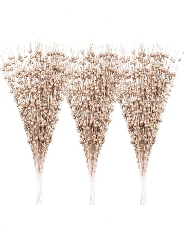 10 件人造闪光浆果茎饰品、装饰珠棒、闪光树枝、镐、圣诞树树枝、小花瓶、节日、婚礼、派对、人造闪光浆果茎饰品 15.7 英寸装饰性圣诞镐闪光珠棒树枝用于圣诞树装饰 DIY 花环工艺品家居装饰（香槟色）