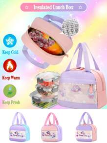 Girls Backpack Cute Bunny Design, Adjustable Shoulder Straps, Lightweight Nylon Student Backpack, Lunch Box ,Zipper Closure, Girl's Duffel Bag School Season Gift