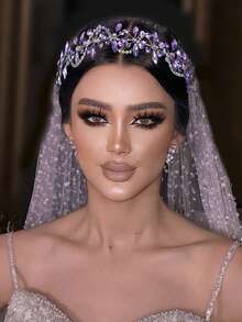 1 pieza Diadema de lujo con rhinestones, versátil para uso diario, novia de boda, citas, fiestas de cumpleaños, sesiones de fotos, adecuada para múltiples ocasiones como accesorios del Día de San Valentín - A - Ver 5