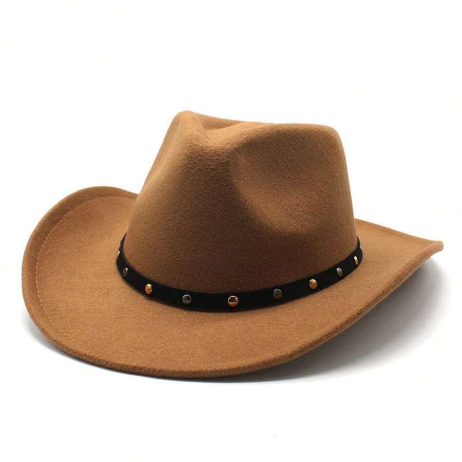 Women's Outdoor Knight Hat, Belt Accessories, Wool Western Cowboy Hat, Fashion Accessories For - Camel - View 1