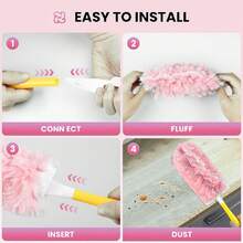 30 Stück elektrostatischer Staubwedel, Staub-Reinigung und Staubabnahme, 360° Reinigungsstaubwedel, rosa Staubpinsel-Staubwedel, geeignet für Wohnzimmer, Esstisch, Haushaltsgeräte, Wände, Einweg