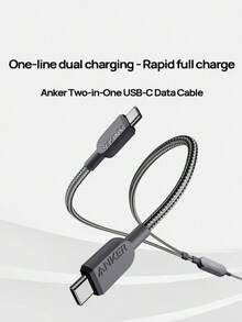 anker A8895 PD3.1 Fast Charging Cable, Dual Type-C, Smart Temperature Control, Reinforced Cable Core Withstands Over 10,000 Bends, Compatible With Laptops And Smartphones - Black - View 2