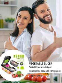 14 peças/16 peças Conjunto Multifuncional de Picador e Fatiador de Vegetais, Picador de Alimentos, Cortador de Vegetais Ajustável com Recipiente, Fatiador de Frutas, Fatiador de Vegetais Multifuncional, Raspador de Batata, Fatiador de Batata e Cebola, Fatiador de Rabanete, Fatiador de Salada, Picador de Alho, Fatiador, Utensílios de Cozinha, Adequado para Fatiar, Ralar e Cortar Vegetais e Frutas