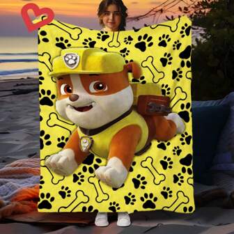 Paw Patrol Paw Patrol Puppy Flannel Blanket, Cartoon Pattern, Suitable For Office, Air Conditioning, Nap, Sofa