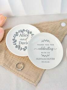 1/2/5Pcs Personalized Name Ceramic Ring Plates, Custom Jewelry Boxes, Customized Engagement Gifts, Customizable First Marriage Ring Plates, Bride And Groom Gifts, Bride Proposal Gifts, Bride Showers, Anniversary Gifts, Personalized Ring Plates Back To School - Style a - View 5