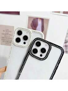 1个黑色奢华闪亮钻石透明手机壳，兼容 17 Air 16e/15 Pro Max/14 Plus/13 Pro，防震保护，硬质亚克力材质，带防撞边框 - 黑色 - 查看 6