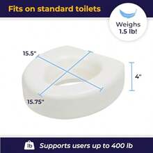 NEW770610 4 Inch Portable Raised Toilet Seat Riser Elevated Toilet Seat For Seniors7.3 - White - View 4