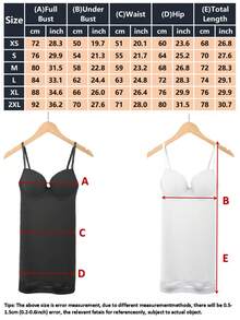 1 pieza Vestido con tirantes para mujer con sujetador incorporado, que realza el busto, brinda soporte en la espalda, adelgaza el abdomen, cincha la cintura, con dobladillo de malla. Adecuado para vacaciones, fiestas, bodas, trabajo y uso en casa. Elegante y de moda. - Blanco - Ver 12