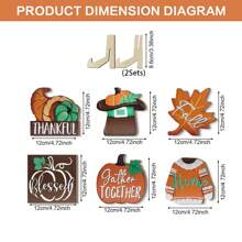1/90 Juegos disponibles, Set de 6 piezas Decoración de escritorio retro de madera con tema de otoño, cosecha, calabaza y suéter de la temporada, para decoración de fiestas, restaurantes, habitaciones y hogar (sin bandeja)