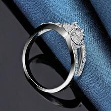 1 件 925 纯银镀心形锆石戒指，女士订婚戒指，防过敏，适合日常和婚礼场合，情人节礼物珠宝 - 銀色 - 查看 5