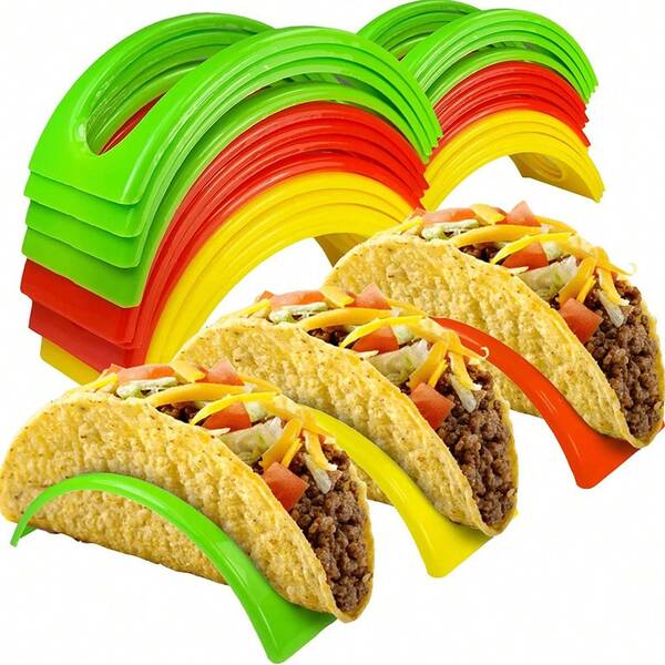 12pcs Crepe Rack Taco Holder Taco Holder Tortilla Pancake Rack Hot Dog Rack, Microwave Oven Heatable, Suitable For Family Dinner, Outdoor Camping Dinner