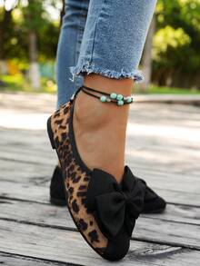 1 双优雅女士平底鞋，蝴蝶结装饰，时尚休闲鞋，加大码，舒适防滑，适合室内外场合