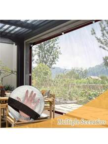 1块透明防雨防水篷布带密封圈，户外花园透明防雨罩防风篷布，适用于庭院鸡舍遮阳，植物露营