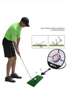 1pc Cut Ball Net This Design Is Foldable, Convenient For Carrying And Storage. It Is A Portable Folding Golf Ball Collection Net That Can Be Easily Folded Into A Small Shape And Stored In A Backpack Or Trunk. Multiple Functions: Besides Being Used For Cut Shot Practice, Some Cut Ball Nets Can Also Be Used As Swing Practice Nets. - Multicolor - View 5