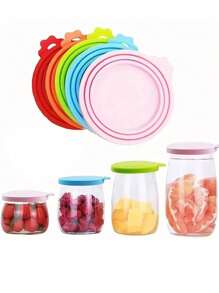 1件/2件/3件/5件随机颜色猫罐盖硅胶密封盖，宠物狗罐密封盖可重复使用盖子