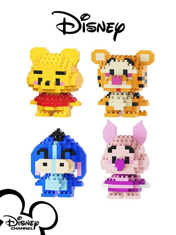 pokemon 7cm Bloques de construcción de figuras de animales de Winnie Pooh, Piglet, Tigger y Eeyore de Disney - Juguetes de ensamblaje de modelos de regalos para niños en Halloween y Navidad