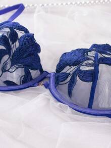 1 pièce Brassière sans armature légèrement matelassée, ajustable et confortable, avec coupe ajourée sexy et respirante en dentelle et patchwork pour femmes