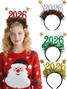 1pc/4pcs Christmas Headbands ,Cute Holiday Headbands Hair For Family,2026christmas Photo Props For Christmas Party Supplies Xmas Gifts.