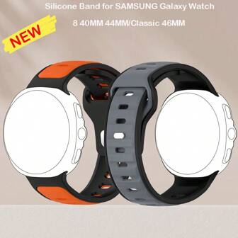 Correa de silicona para Galaxy Watch 8 de 40 mm y 44 mm, estilo deportivo de dos colores, transpirable y casual, para hombres y mujeres, para Galaxy Watch 8 Classic de 46 mm