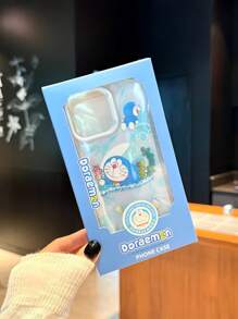 Doraemon Funda de teléfono con licencia oficial, compatible con Apple iPhone 16 Pro Max, funda protectora para iPhone 15 Pro Max, funda transparente con diseño de Doraemon, anti-caída y antideslizante, impresión de alta definición a color, efecto brillante para iPhone 11, 12, 13, 14, 15, 14 Plus, 15 Plus, 16 Plus