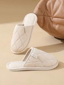 Dép đi trong nhà họa tiết gợn sóng màu trơn thời trang cho nữ, đế bằng, nhẹ, dễ mang, phù hợp cho cả nam và nữ khi đi nghỉ - 1 cái màu trắng - Xem 4