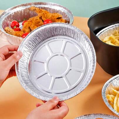 Aluminum Foil Tray, Tin Foil Tray, Household Disposable Takeaway Packaging Aluminum Foil Lunch Box, Outdoor Barbecue Tin Foil Tray, Alcohol Lamp Camping Grilled Fish Stove, Household Air Fryer, Baking Oven Tray
