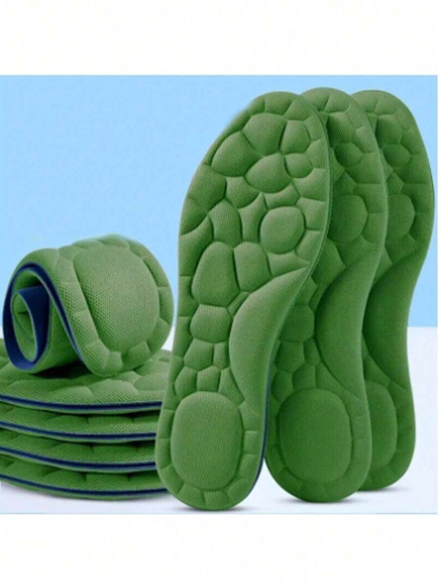 2PCS 5D Insole Women's Soft Sports Running Insole Shock Absorbing Insole Neutral Insole Breathable Foot Insole New Stretch Men's And Women's Super Soft Insole Sports Air Insole Long Standing Not Tired Foot Insole - Green - View 1