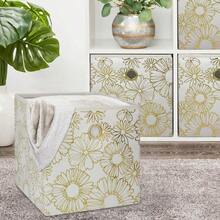Collapsible Fabric Cube Storage Bin (10.5" X 10.5") Gold Metallic