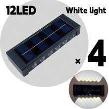 4-częściowa lampa ścienna zewnętrzna IP44 zasilana energią słoneczną, oświetlenie zewnętrzne 12/16 LED, oświetlenie ogrodowe do willi, zerowy rachunek za prąd, bezprzewodowa konstrukcja do zewnętrznego muru granicznego
