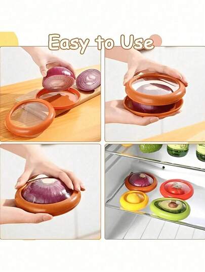 1 件/4 件冰箱透明塑料食品储存容器，带盖，适用于柠檬、牛油果、西红柿、水果和蔬菜，便携，密封，可重复使用，冷冻和冷藏容器，返校用品