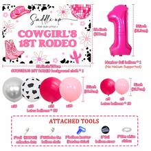 67Pcs Pace Cowgirl 1st Birthday Decoration Disco Cowgirl 1st Birthday Backdrop Hot Pink Daisy 1st Rodeo Backdrop Western Cowgirl Theme Balloon Garland Arch Kit For First Birthday Party Supplies - Multicolor - View 4