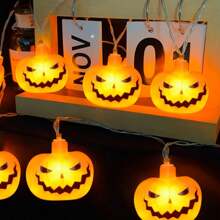 1 PIEZA Luz de cadena de 10/20 LED de una sola capa con forma de calabaza, luz de hadas con batería para crear una atmósfera espeluznante, adecuada para el hogar, dormitorio, interior y exterior, tienda, oficina, puerta, bar, club, decoración de fiesta de Halloween, decoración del hogar, decoración de fiesta, decoración de Halloween, decoración de habitación, decoración de jardín de Halloween como regalo