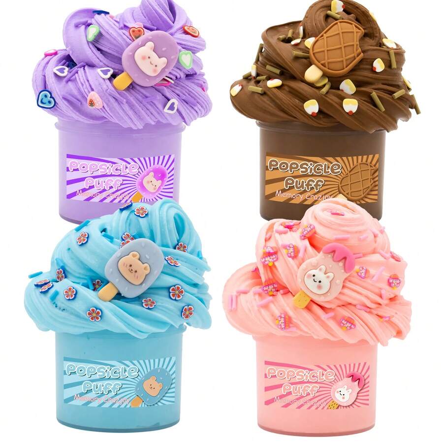 1 件 70 毫升冰淇淋香味黄油史莱姆玩具套装，适合男孩和女孩，超柔软不粘，专注于缓解压力 DIY 惊喜史莱姆，适合生日礼物和派对礼物 - 彩色 - 查看 1