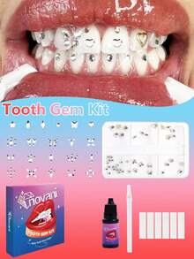 novani 6 格 Y2K 牙齿宝石套装，牙齿宝石首饰 DIY 牙齿宝石水晶套装，时尚牙齿钻石珠宝装饰入门套装，打造甜美闪亮笑容 - 彩色 - 查看 10