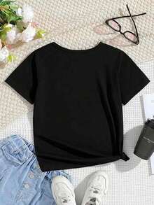 BALLERINA CAPPUCCINA  Printed T-Shirt, Suitable For Pretty Girls - Casual Style, Elastic Polyester Fiber Short Sleeved T-Shirt, Perfect For Outdoor Activities In Spring And Summer - 黑色 - 查看 2