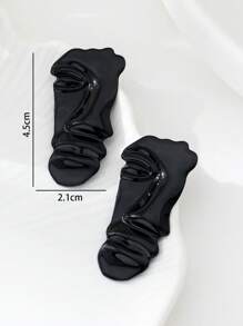 2pcs Exaggerated Fashion Creative Design Smooth Oversized Face Stud Earrings, Women's Daily Wear Jewelry