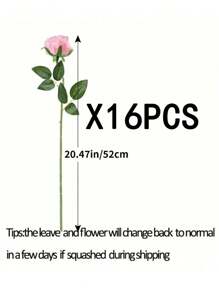 16PCS Artificial Roses Flowers Bouquet, Rayon Flowers Realistic Rose Bouquet With Long Stems, Bride Holding Bouquet, Wedding Decoration, DIY Wreath Materials, Birthday Party Decoration Materials, Home Dining, Living Room, Vase, Outdoor Garden