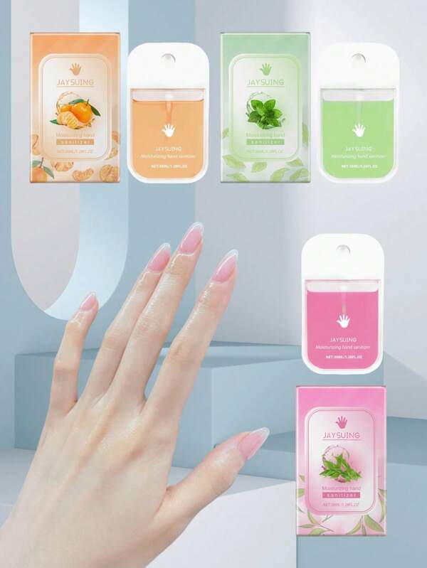 Assainisseur mains portable multi-saveurs 38ml - Formule sans rinçage douce à séchage rapide pour l'hygiène en déplacement - Spray antibactérien léger parfumé pour les repas, les animaux de compagnie, les voyages, l'extérieur et la maison - Produit de soin personnel compact